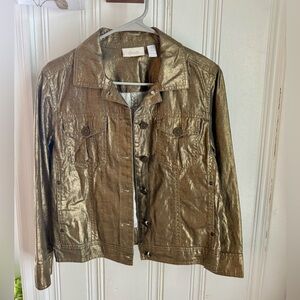 Chico's Shimmering Gold Jean Jacket